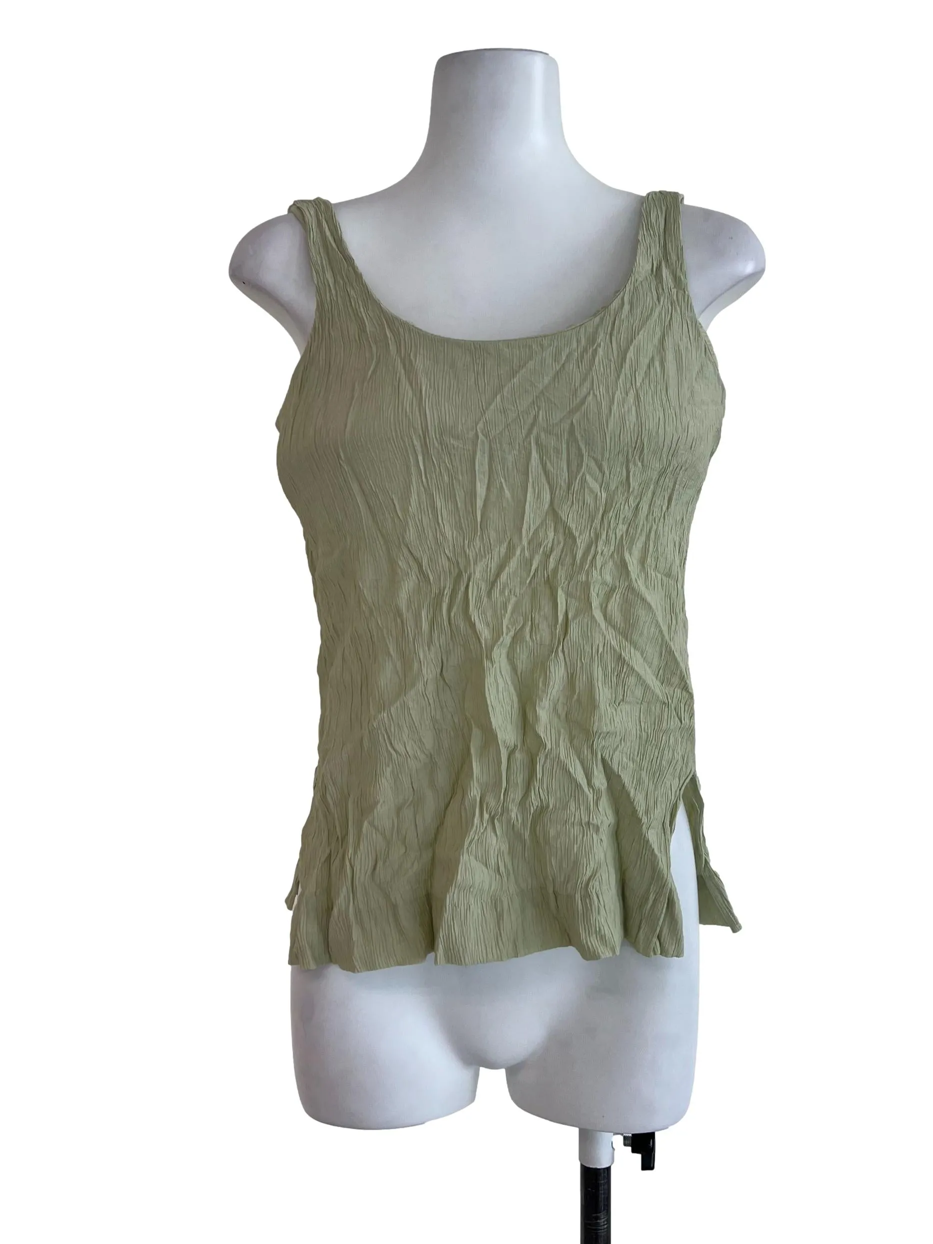 Green Textured Crop Top