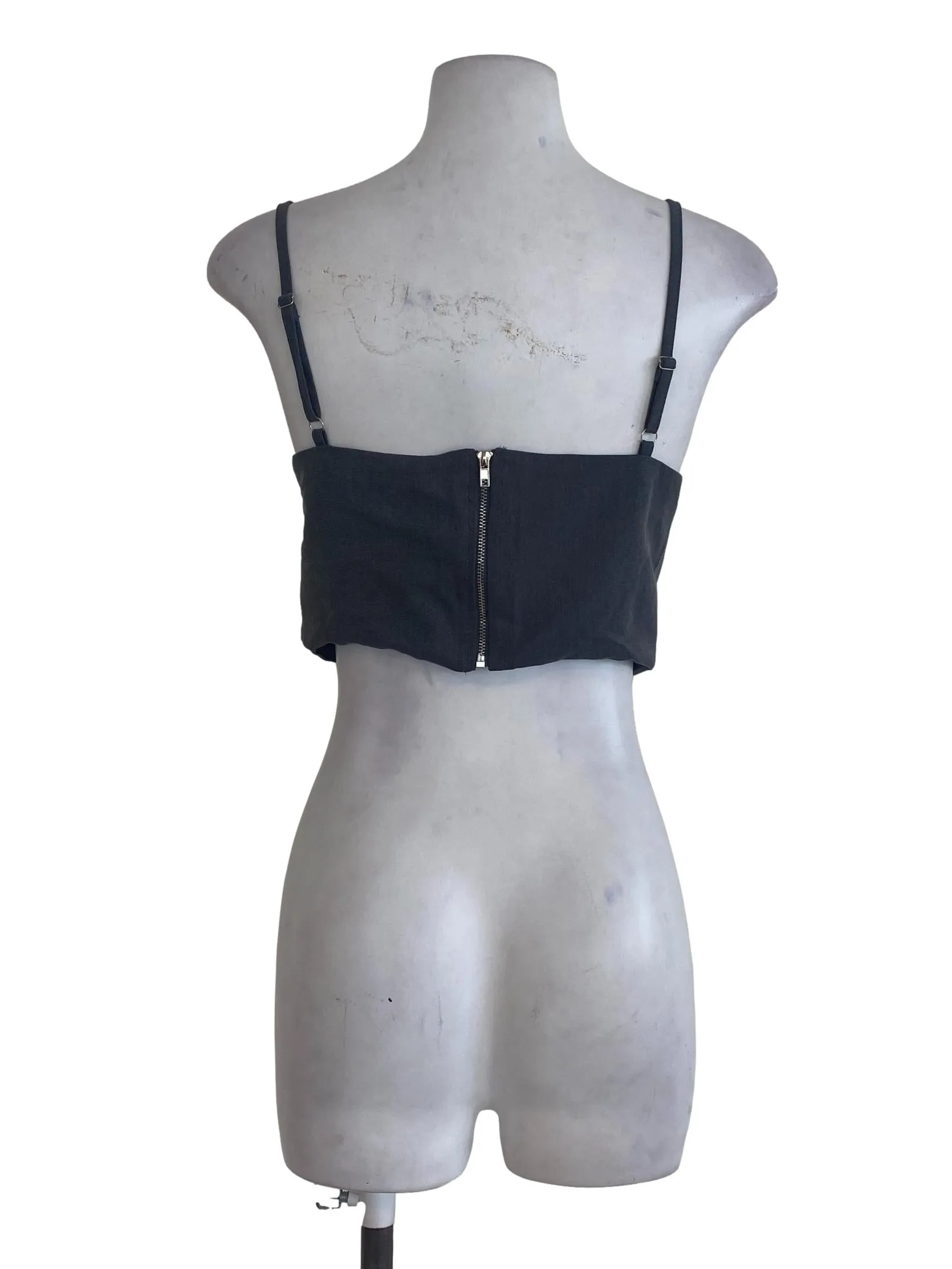 Grey Textured Crop Top