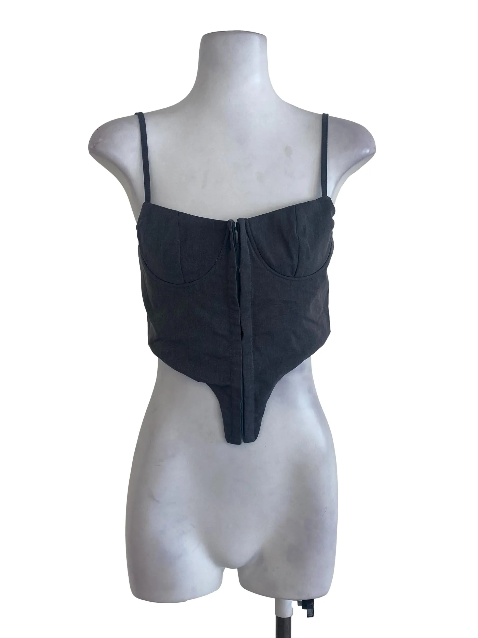 Grey Textured Crop Top