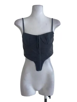 Grey Textured Crop Top