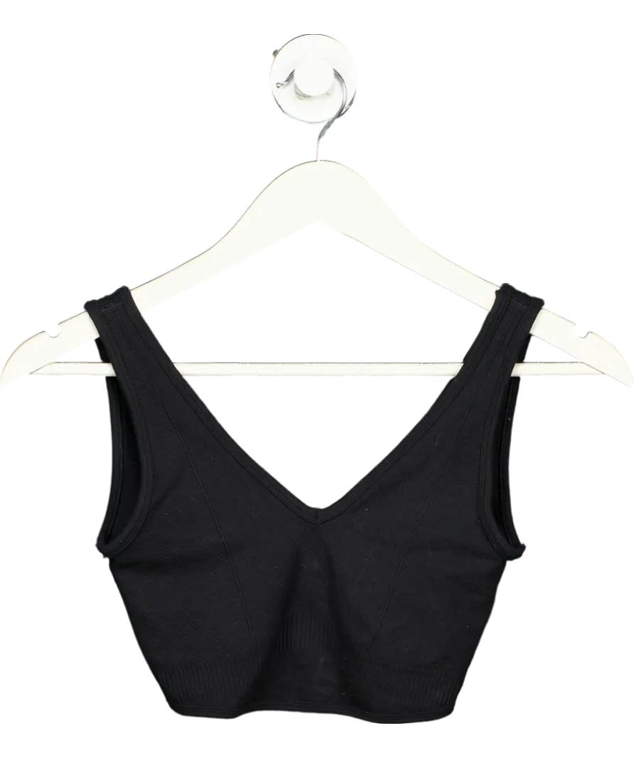 gymshark Black V Neck Crop Top UK S
