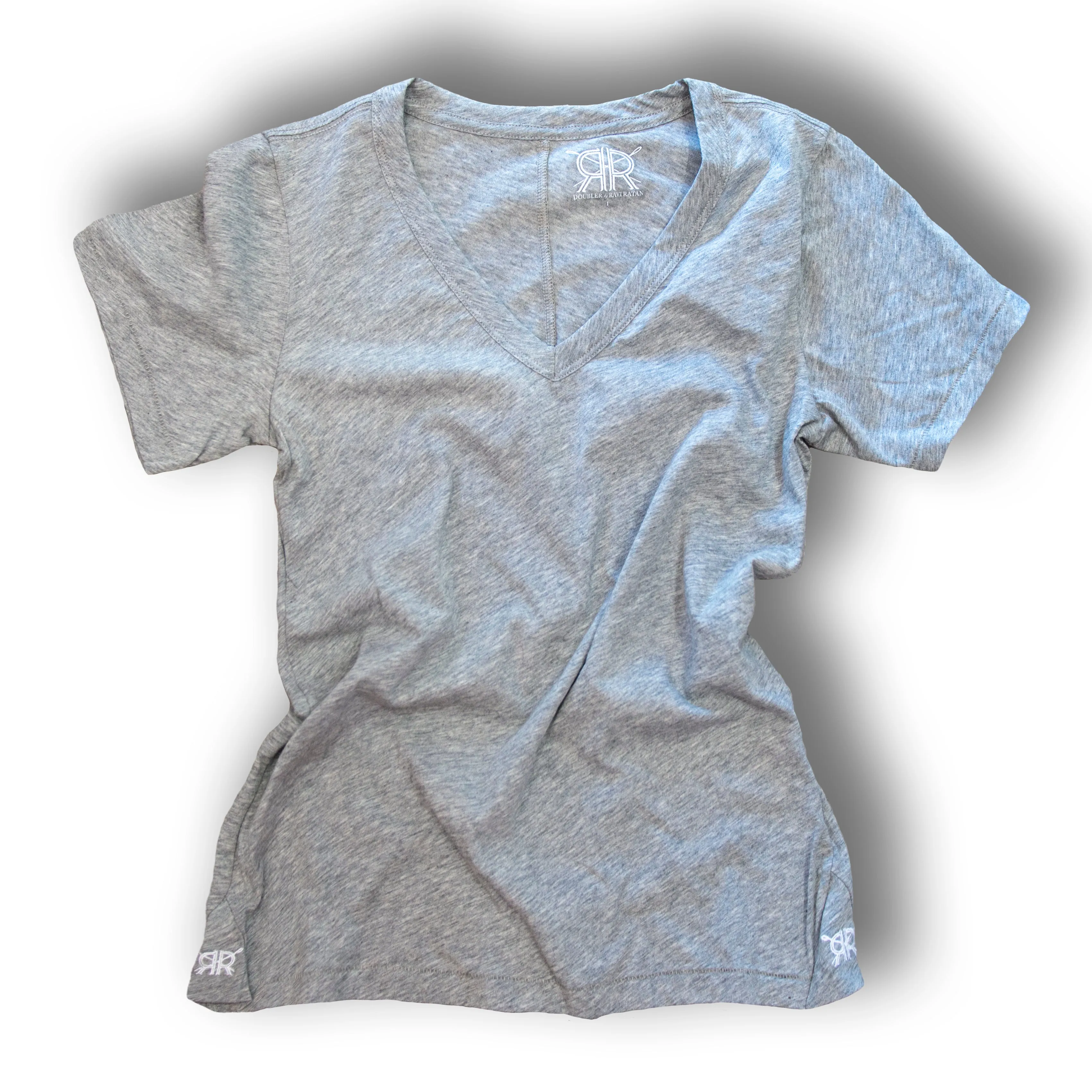 Heather Grey Pima Cotton V Neck T Shirt