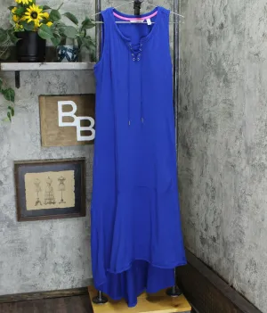 Isaac Mizrahi Live! Women's Lace Up Hi-low Hem Maxi Dress Ink Medium