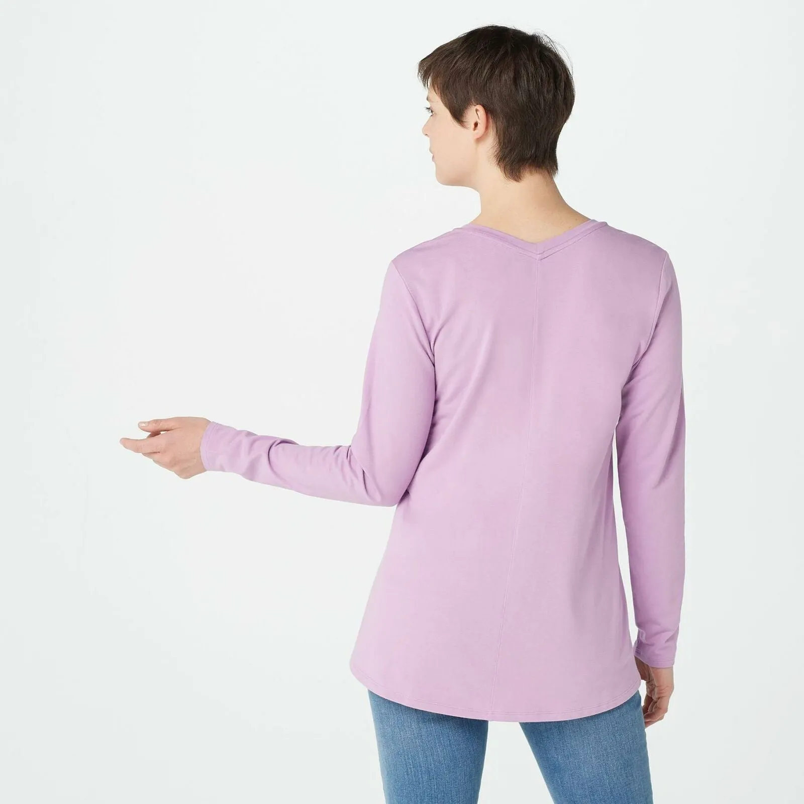 Isaac Mizrahi Live! Women's V-Neck Forward Seam Knit Top