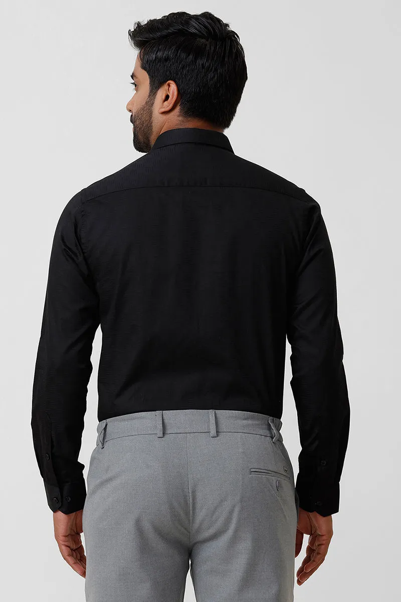 Italian Dobby - Black Embossed Line Formal Shirts For Men | Ariser