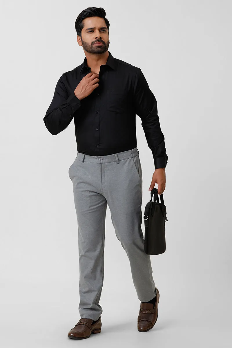 Italian Dobby - Black Embossed Line Formal Shirts For Men | Ariser