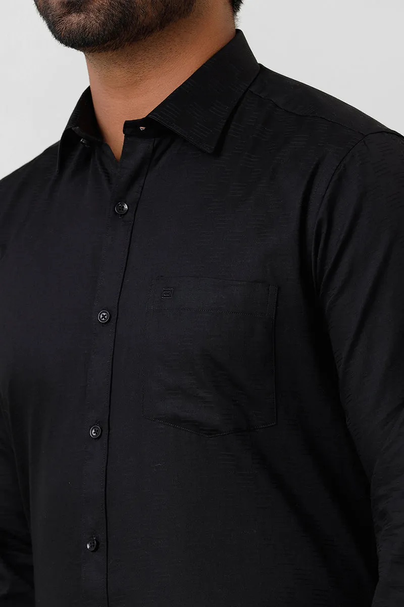 Italian Dobby - Black Embossed Line Formal Shirts For Men | Ariser