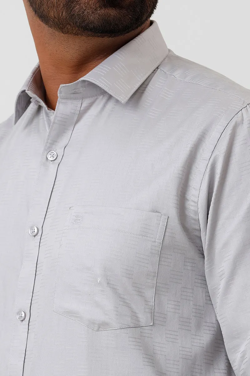 Italian Dobby - Steel Gray Embossed Line Formal Shirts For Men | Ariser