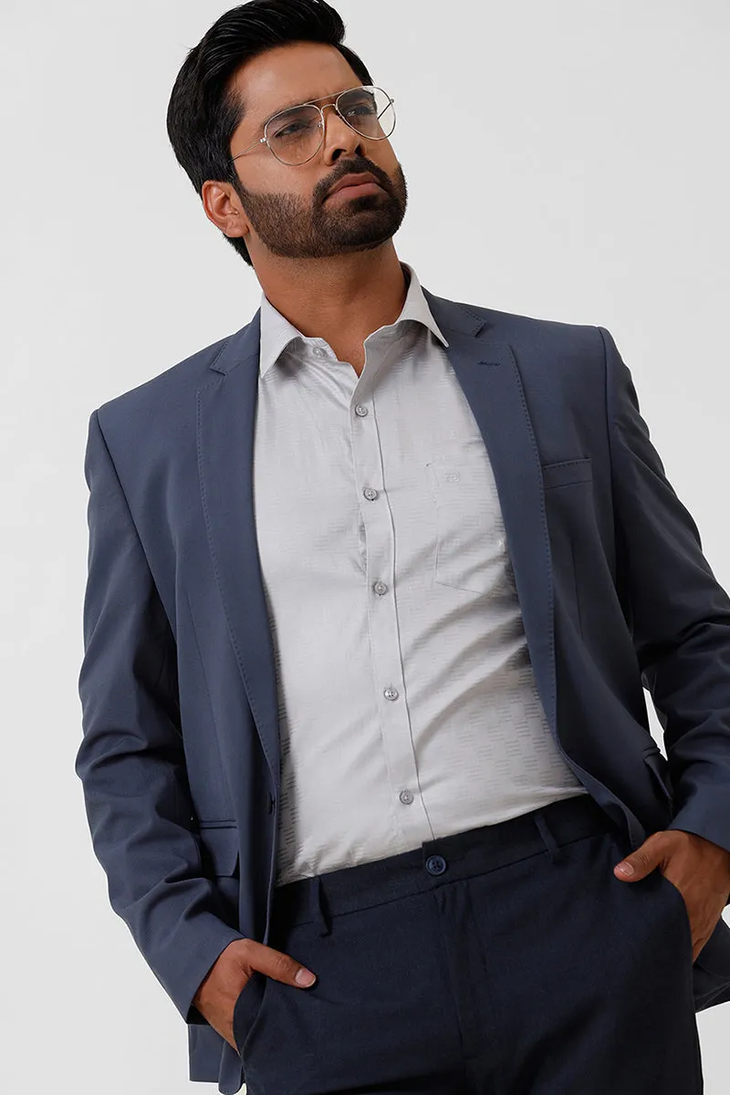 Italian Dobby - Steel Gray Embossed Line Formal Shirts For Men | Ariser