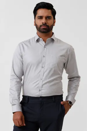 Italian Dobby - Steel Gray Embossed Line Formal Shirts For Men | Ariser