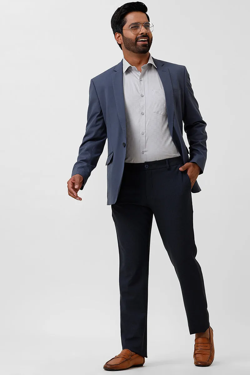 Italian Dobby - Steel Gray Embossed Line Formal Shirts For Men | Ariser