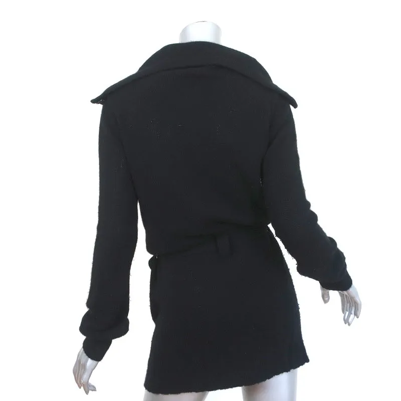 James Perse Cashmere Cardigan Black Size 2 Belted Sweater