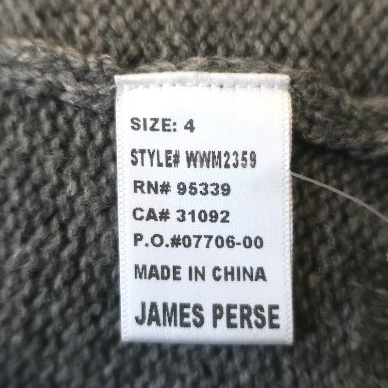 James Perse Short Sleeve Cardigan Gray Wool-Cashmere Size 4 Belted Sweater
