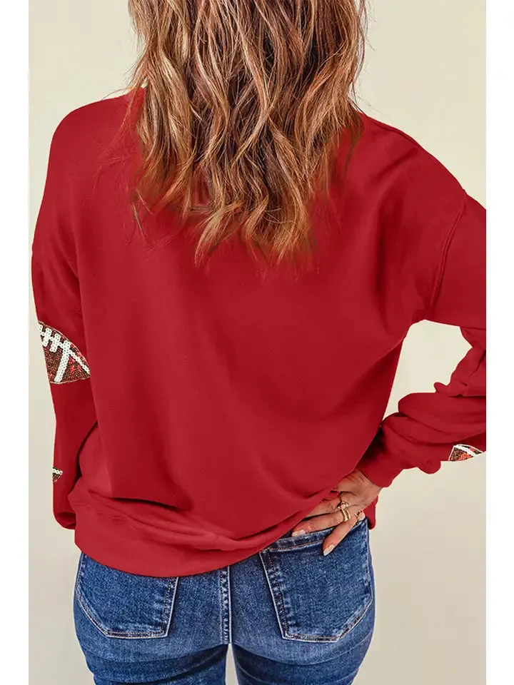 Jax Sequined Football Drop Shoulder Sweatshirt