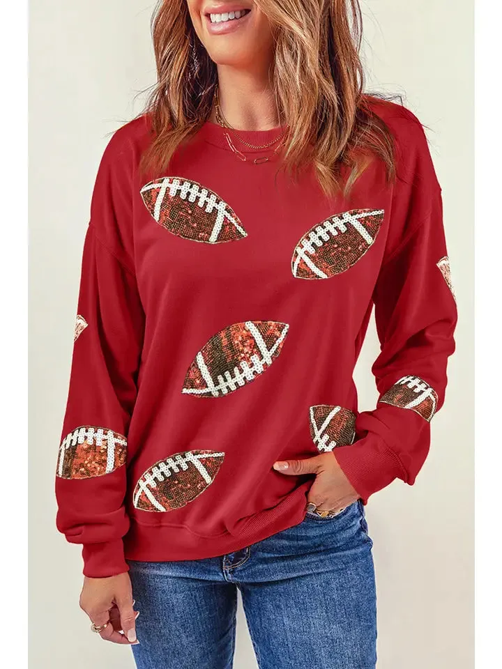 Jax Sequined Football Drop Shoulder Sweatshirt