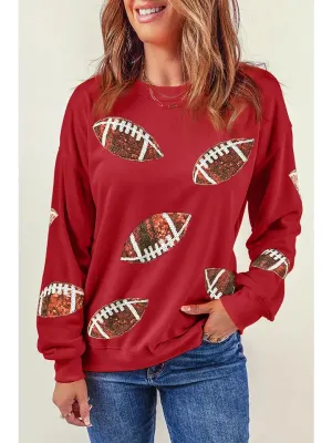 Jax Sequined Football Drop Shoulder Sweatshirt