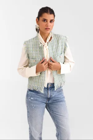Jewel Textured Sleeveless Jacket