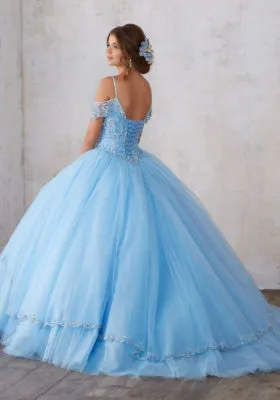 Jeweled Beading on a Split Front Tulle Ballgown