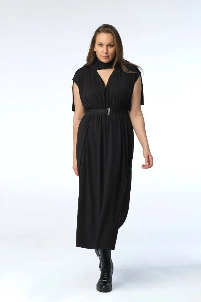 Katerina Jersey Midi Dress  // Black