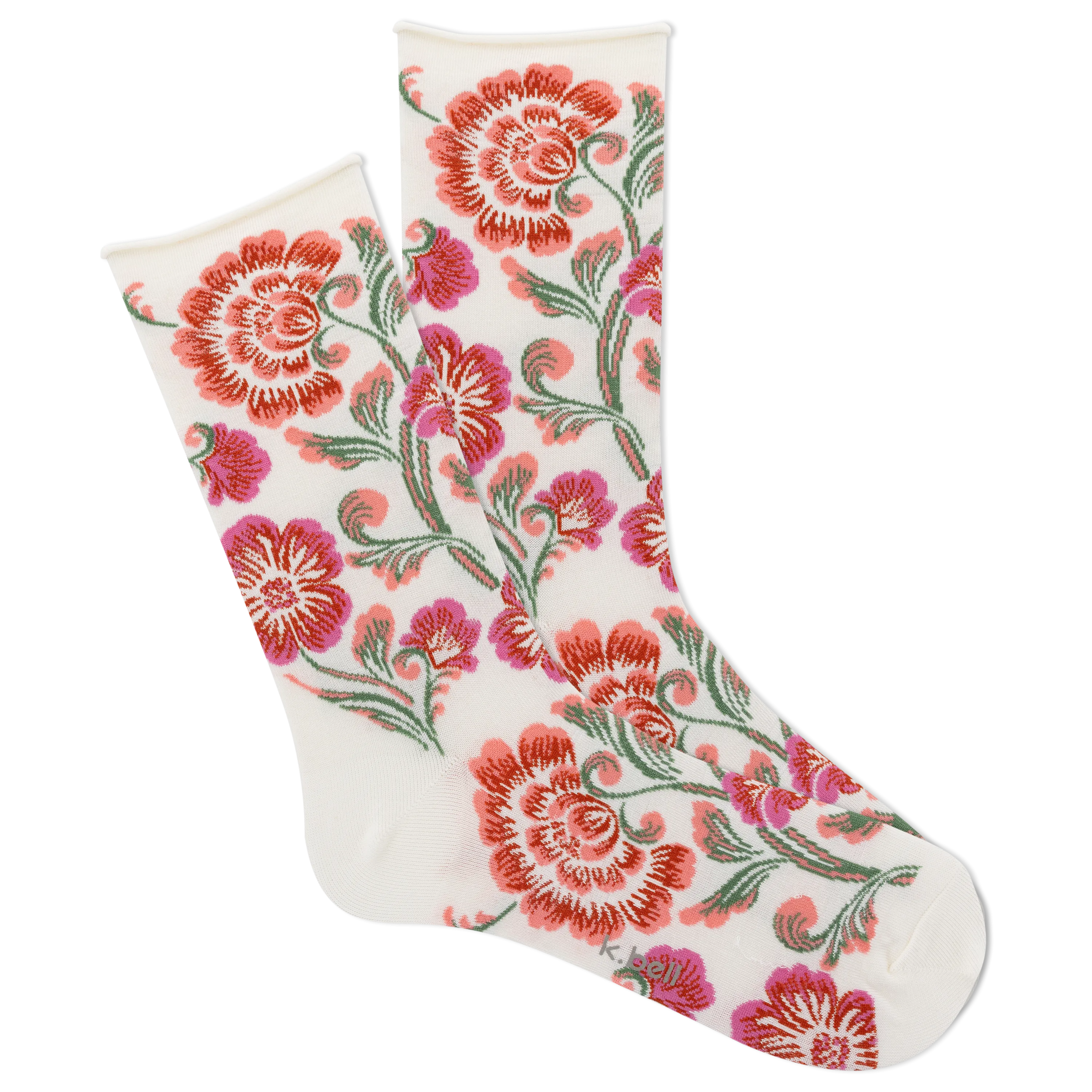 K.Bell Women's Romantic Floral Roll Top Crew