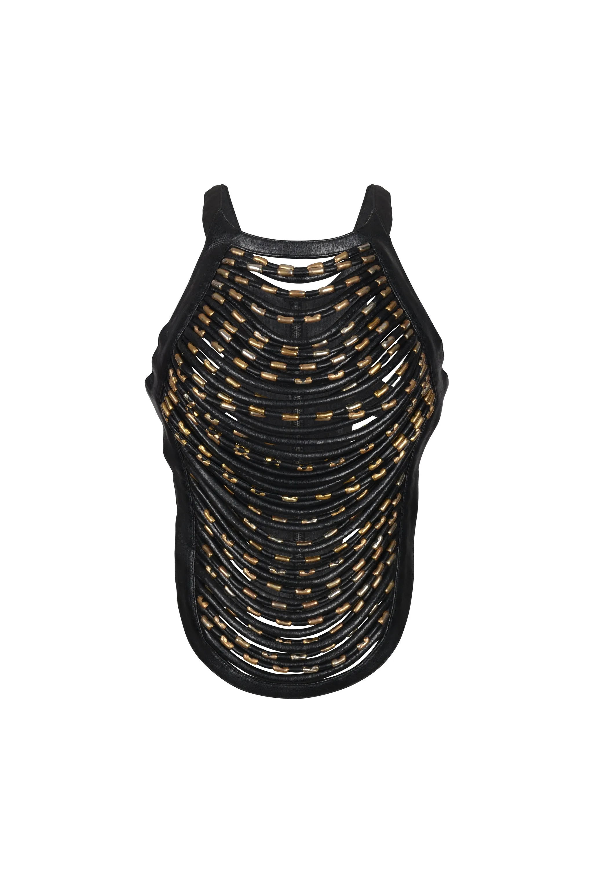 LIMNIC TOP LEATHER BEADED