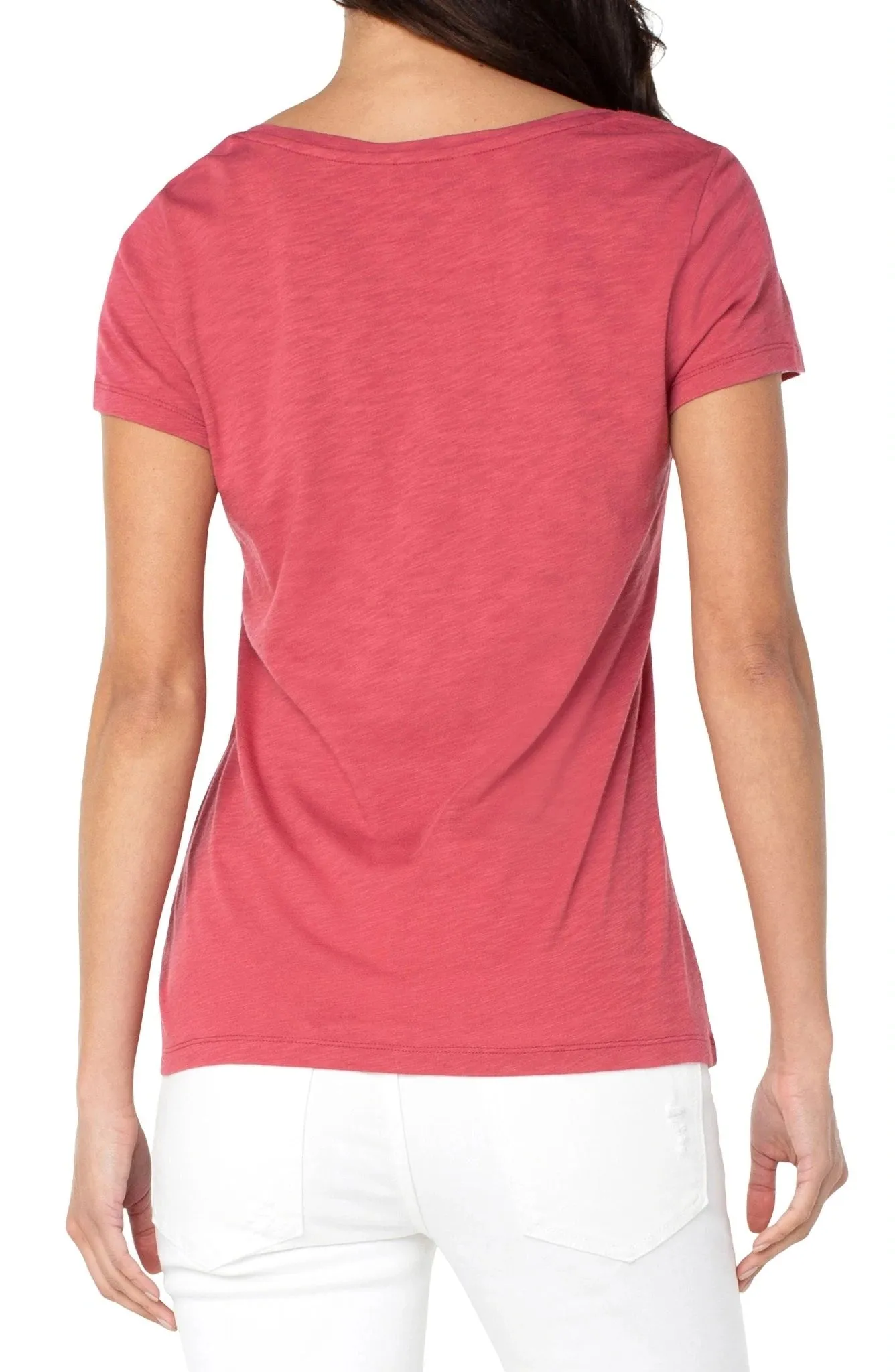 Liverpool V Neck Slim Fit Slub Knit Tee