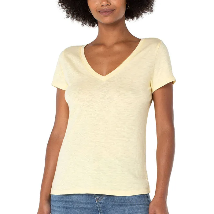 Liverpool V Neck Slim Fit Slub Knit Tee