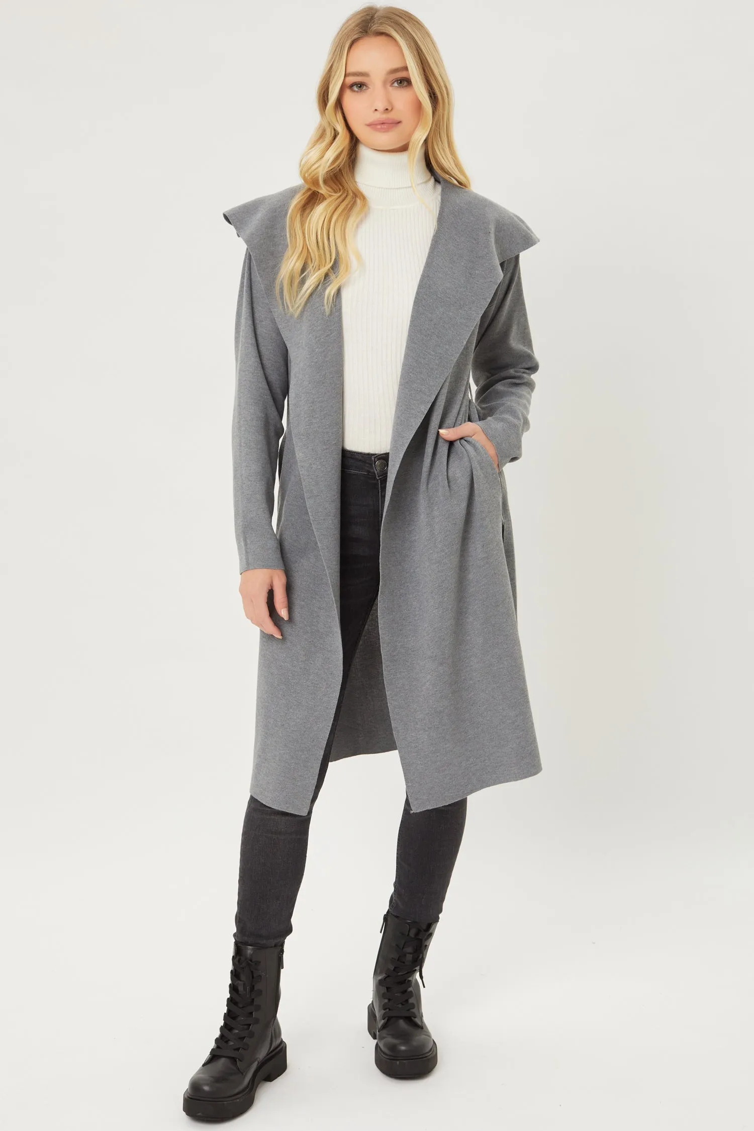 Love Tree Women's Soft Knit Trench Cardigan