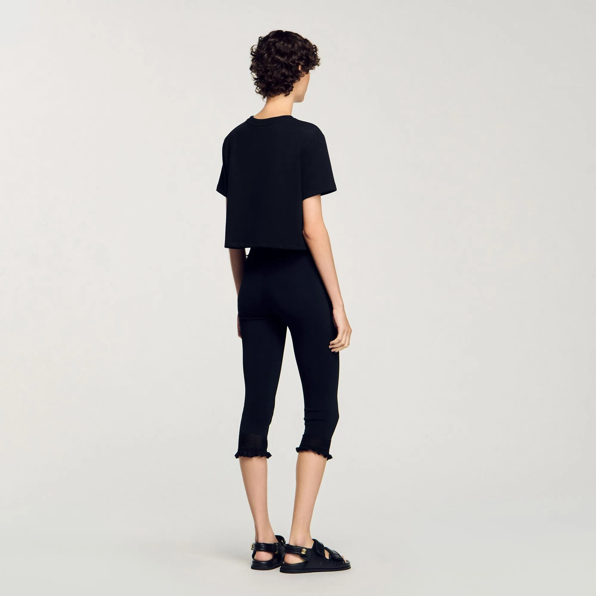 Macha Floral Embroidery T-Shirt Black