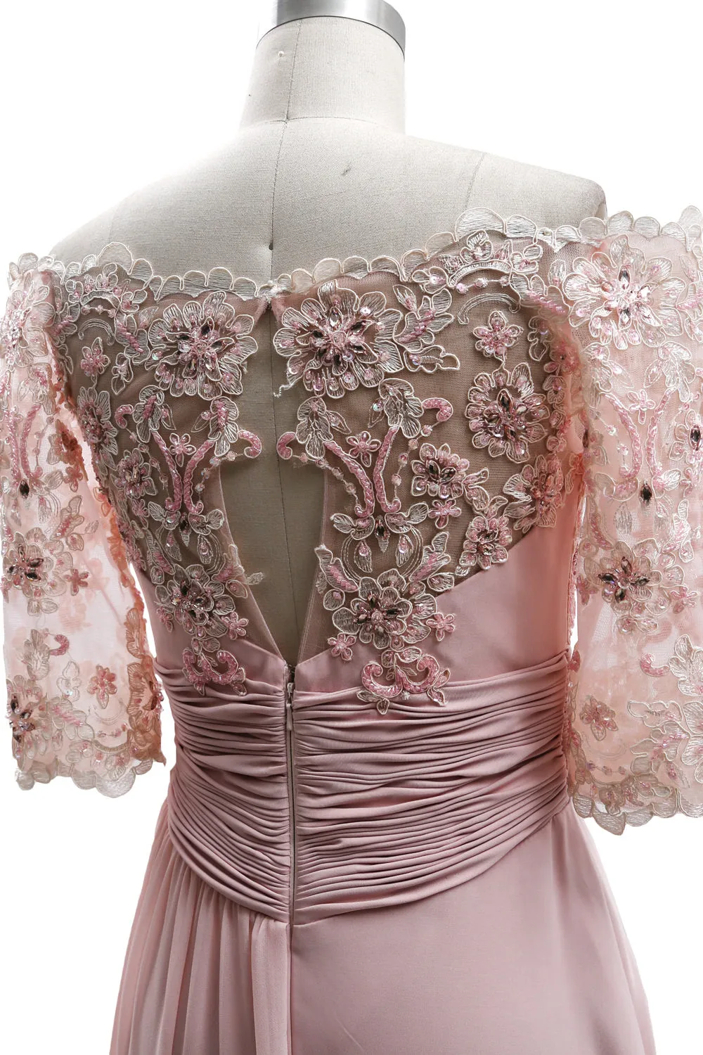 MACloth Women Mother of Bride Dresses Off Shoulder Lace Long Formal Evening Gown