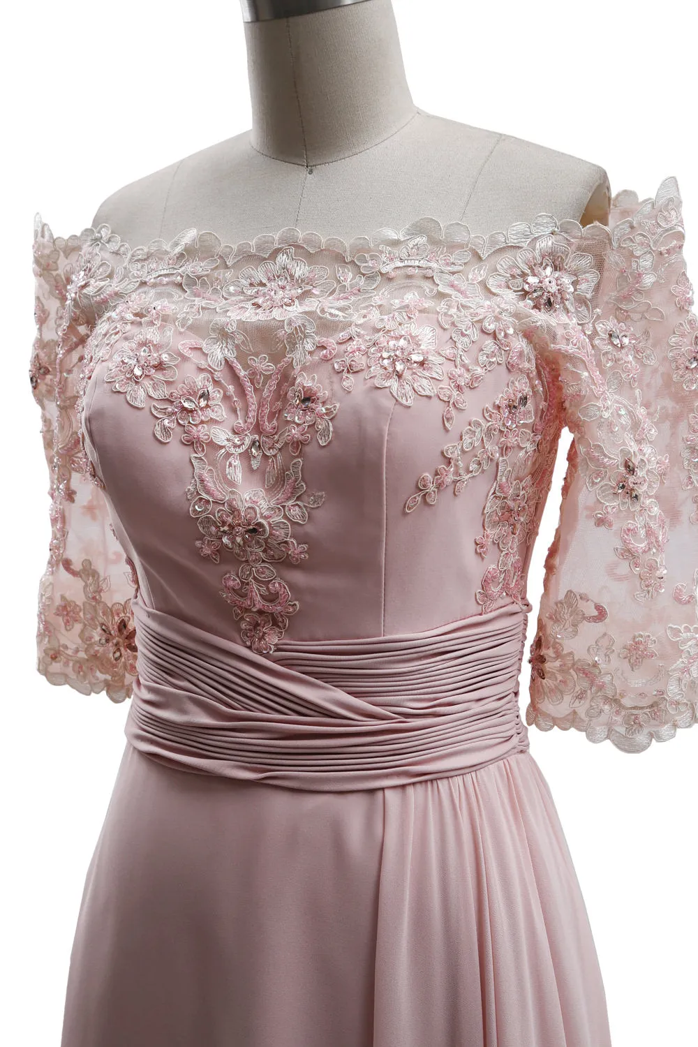 MACloth Women Mother of Bride Dresses Off Shoulder Lace Long Formal Evening Gown
