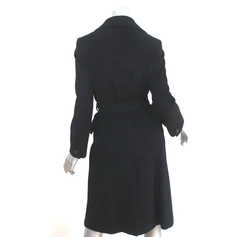 Malo Cashmere Single Breasted Coat Black Size 42 Belted Jacket