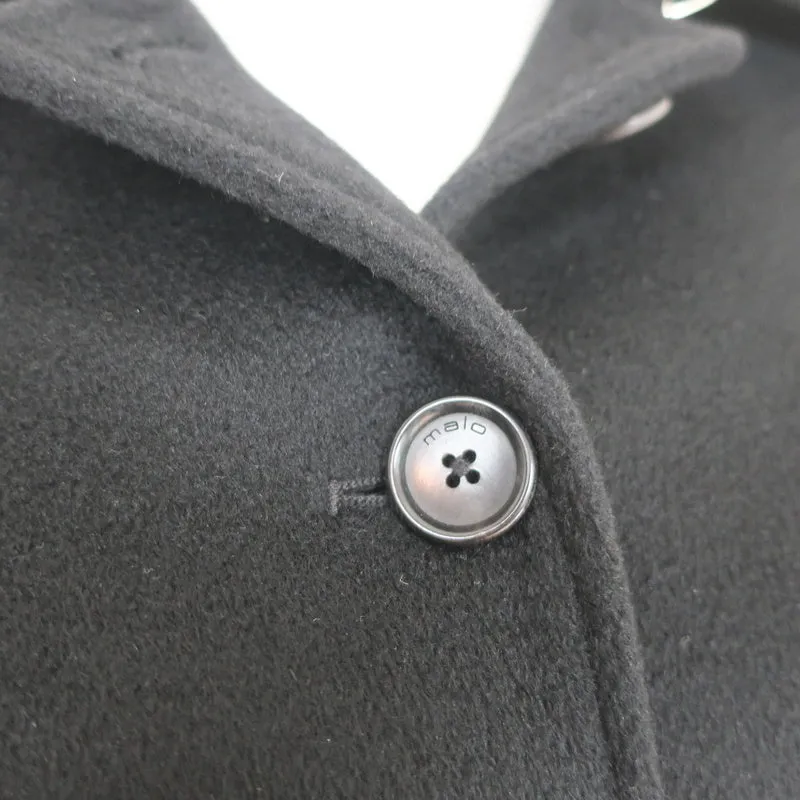 Malo Cashmere Single Breasted Coat Black Size 42 Belted Jacket