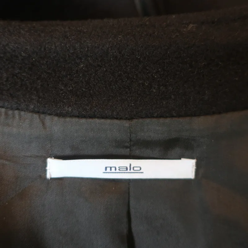 Malo Cashmere Single Breasted Coat Black Size 42 Belted Jacket