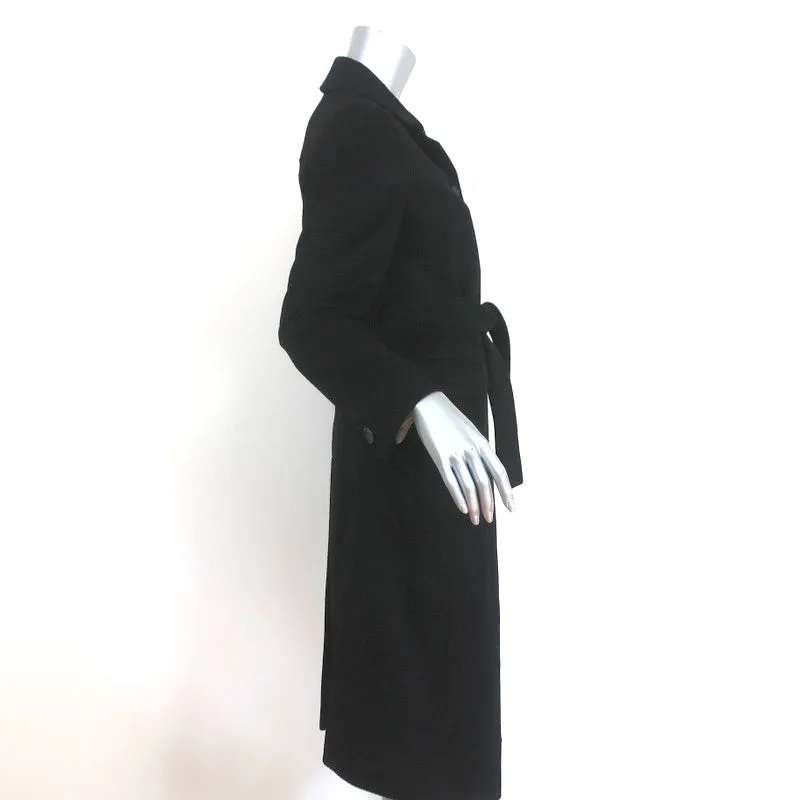 Malo Cashmere Single Breasted Coat Black Size 42 Belted Jacket