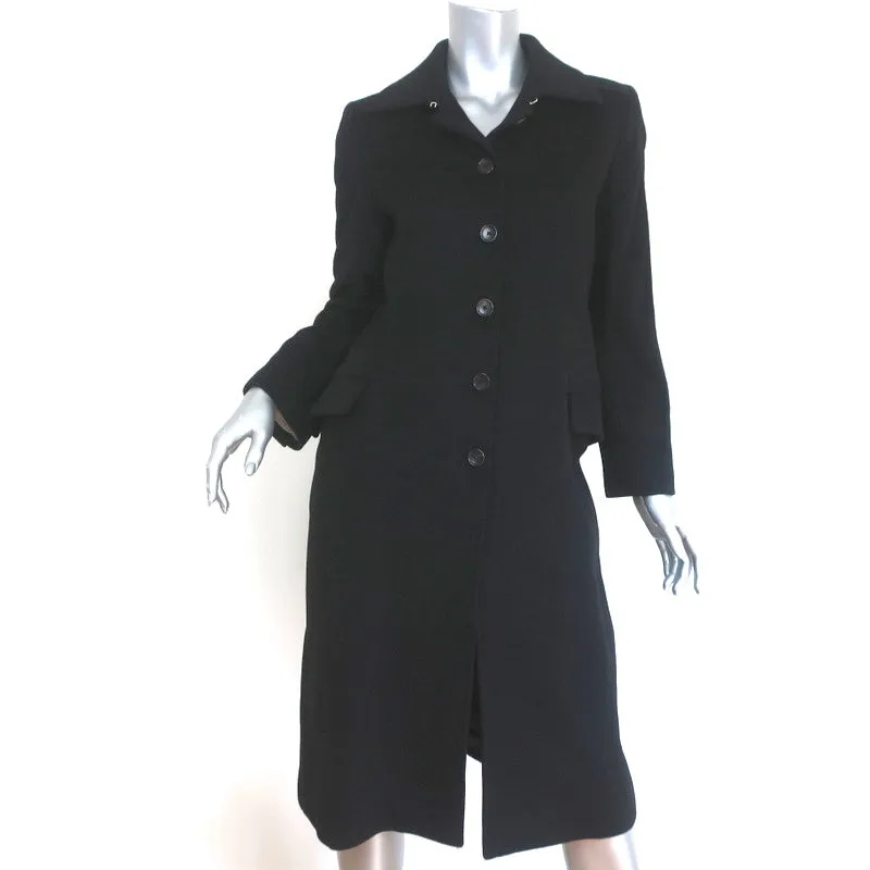 Malo Cashmere Single Breasted Coat Black Size 42 Belted Jacket