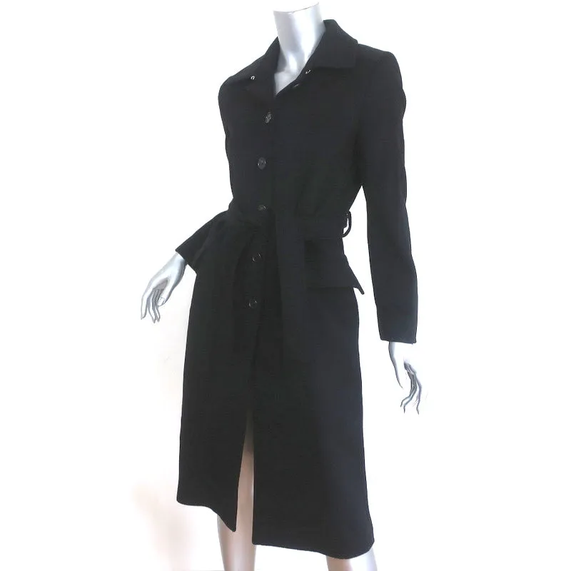 Malo Cashmere Single Breasted Coat Black Size 42 Belted Jacket