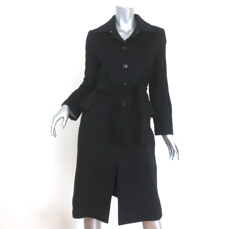Malo Cashmere Single Breasted Coat Black Size 42 Belted Jacket