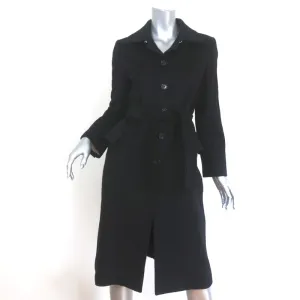Malo Cashmere Single Breasted Coat Black Size 42 Belted Jacket