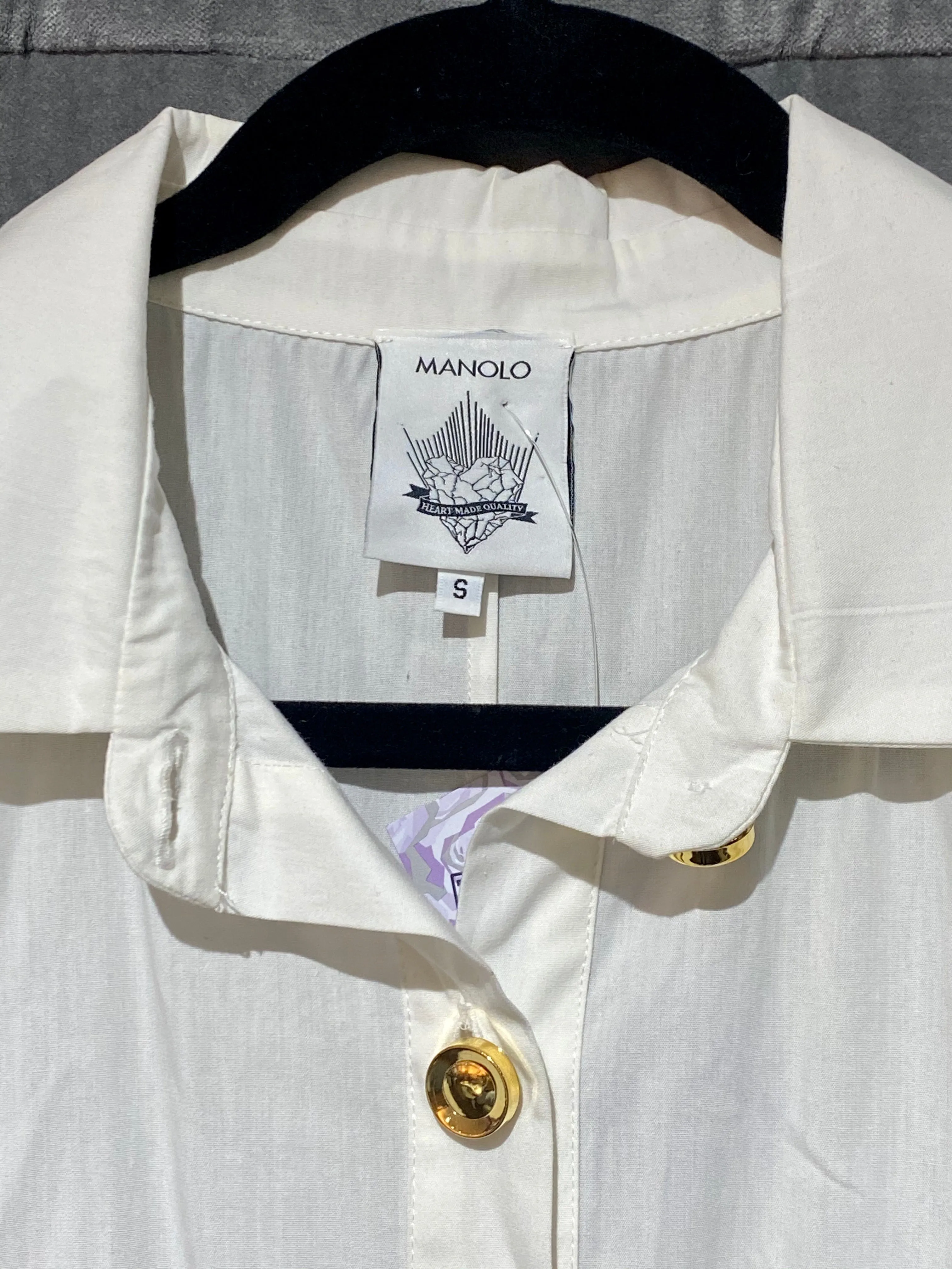 Manolo 'heart made quality' White Collared Cotton button Down Maxi Dress