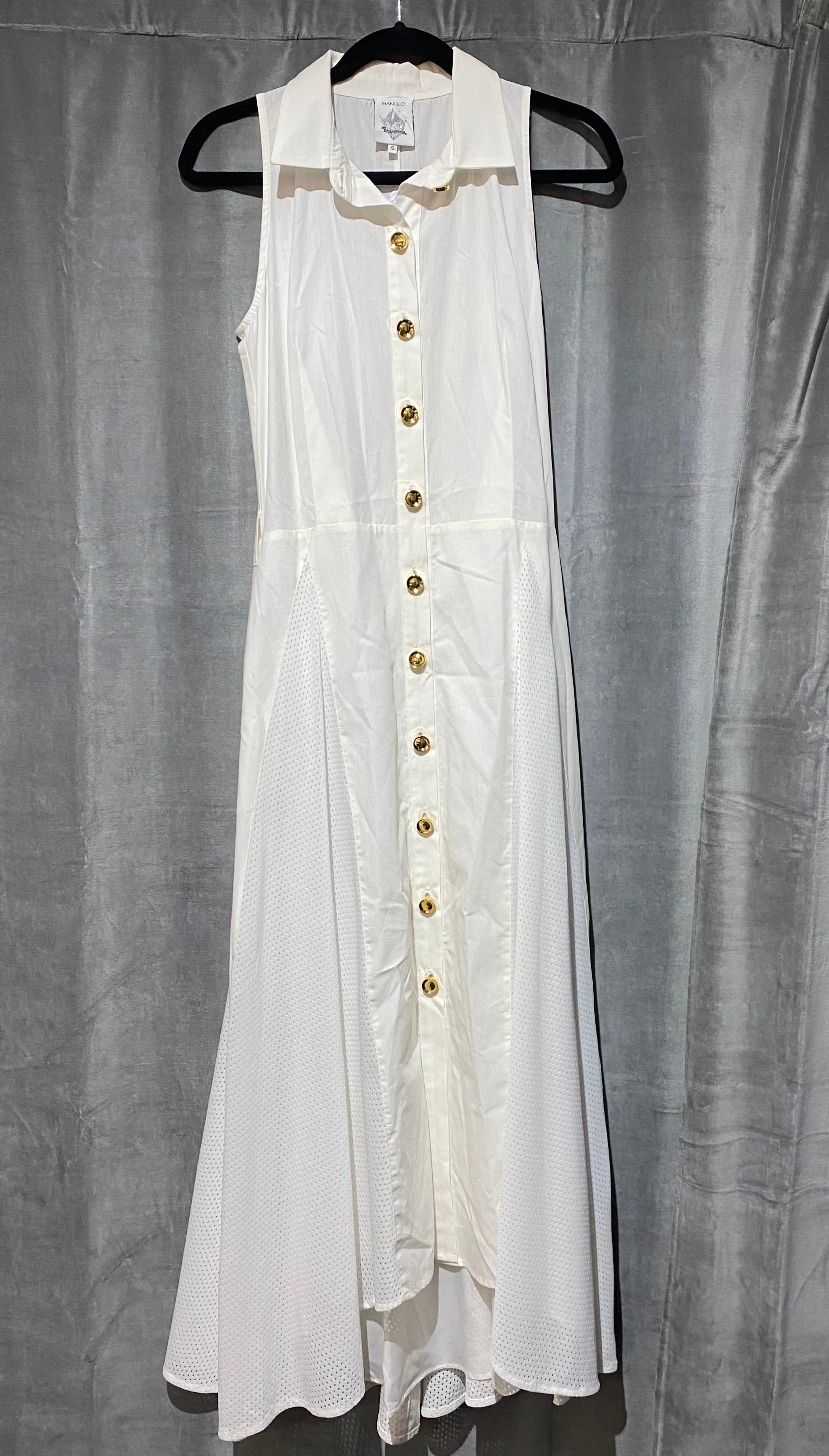 Manolo 'heart made quality' White Collared Cotton button Down Maxi Dress