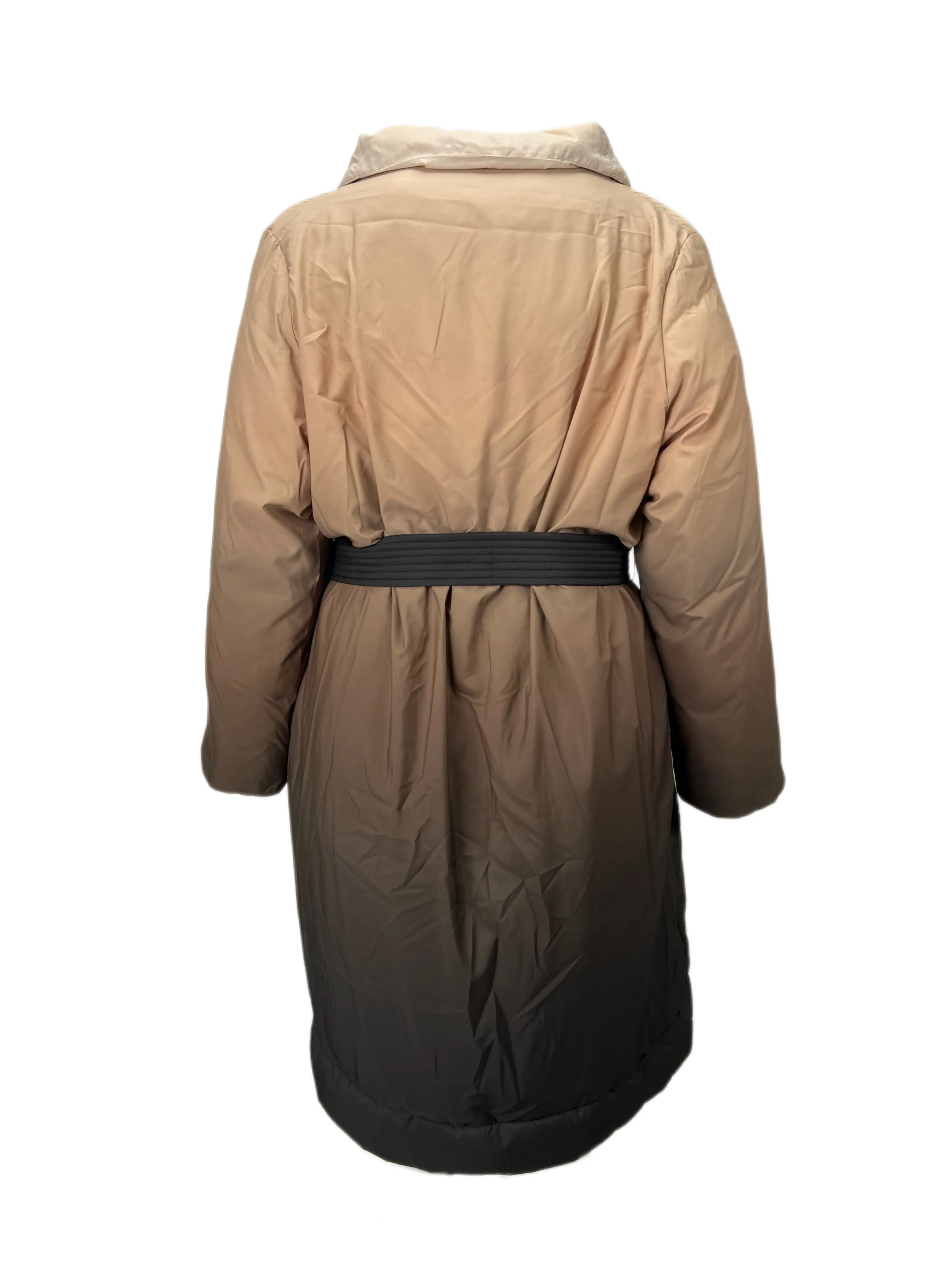 Marina Rinaldi Women's Camel Primula Belted Quilted Jacket NWT