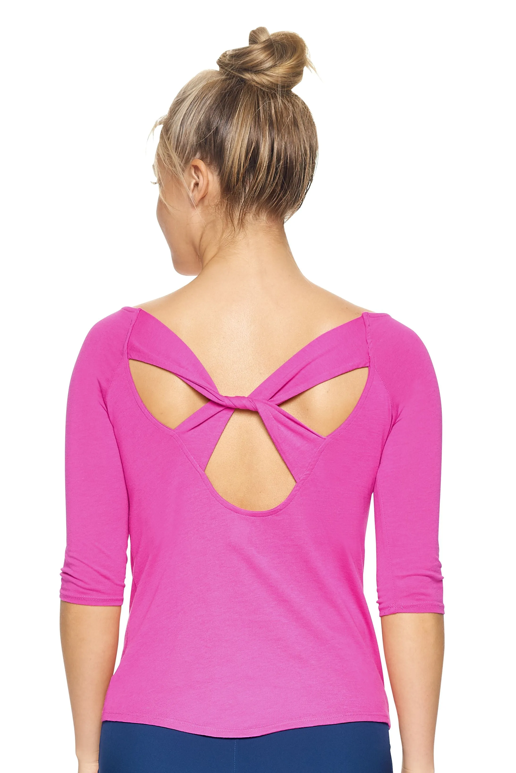 MC344 MoCA™ 3/4 Sleeve Cross Back Tee