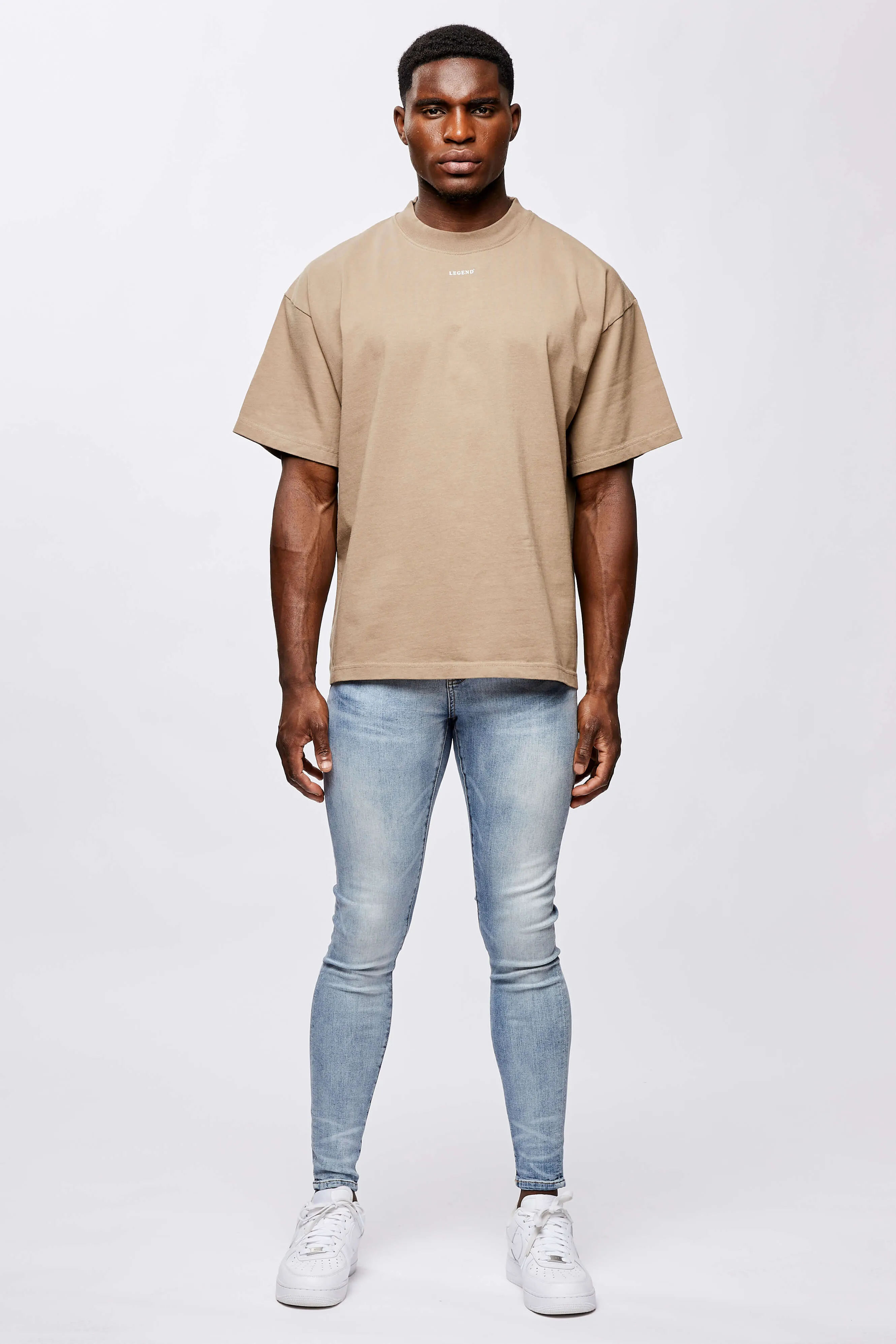 MICRO LOGO OVERSIZED T-SHIRT - TAUPE BROWN