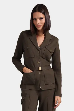 Minnie Rose Cotton Blend Belted Blazer