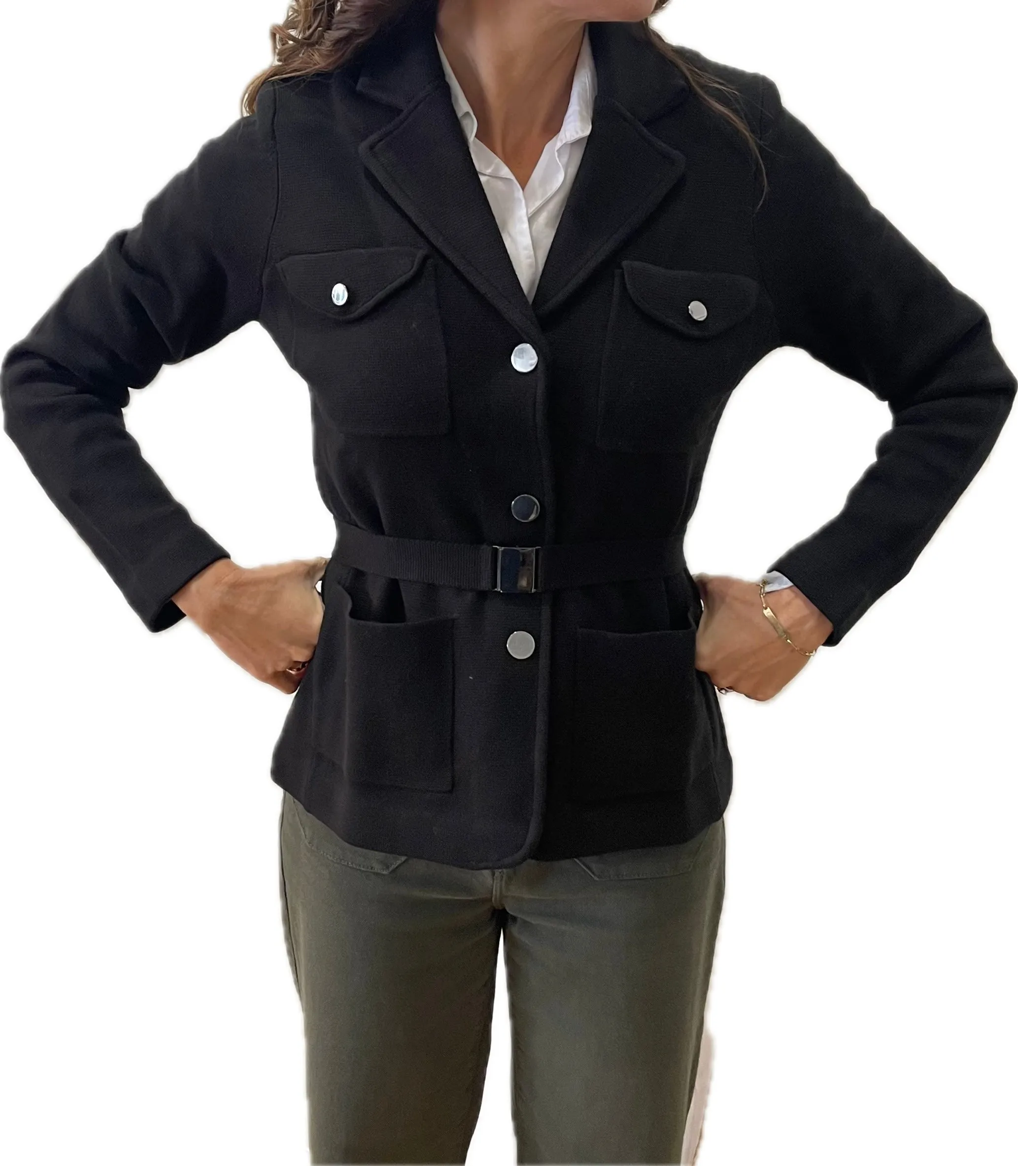 Minnie Rose Cotton Blend Belted Blazer