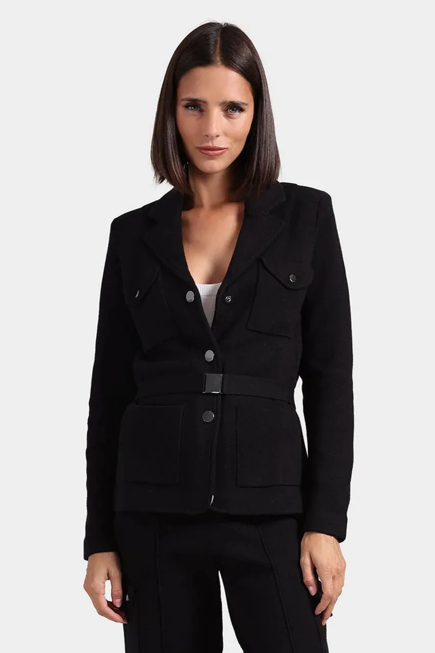 Minnie Rose Cotton Blend Belted Blazer