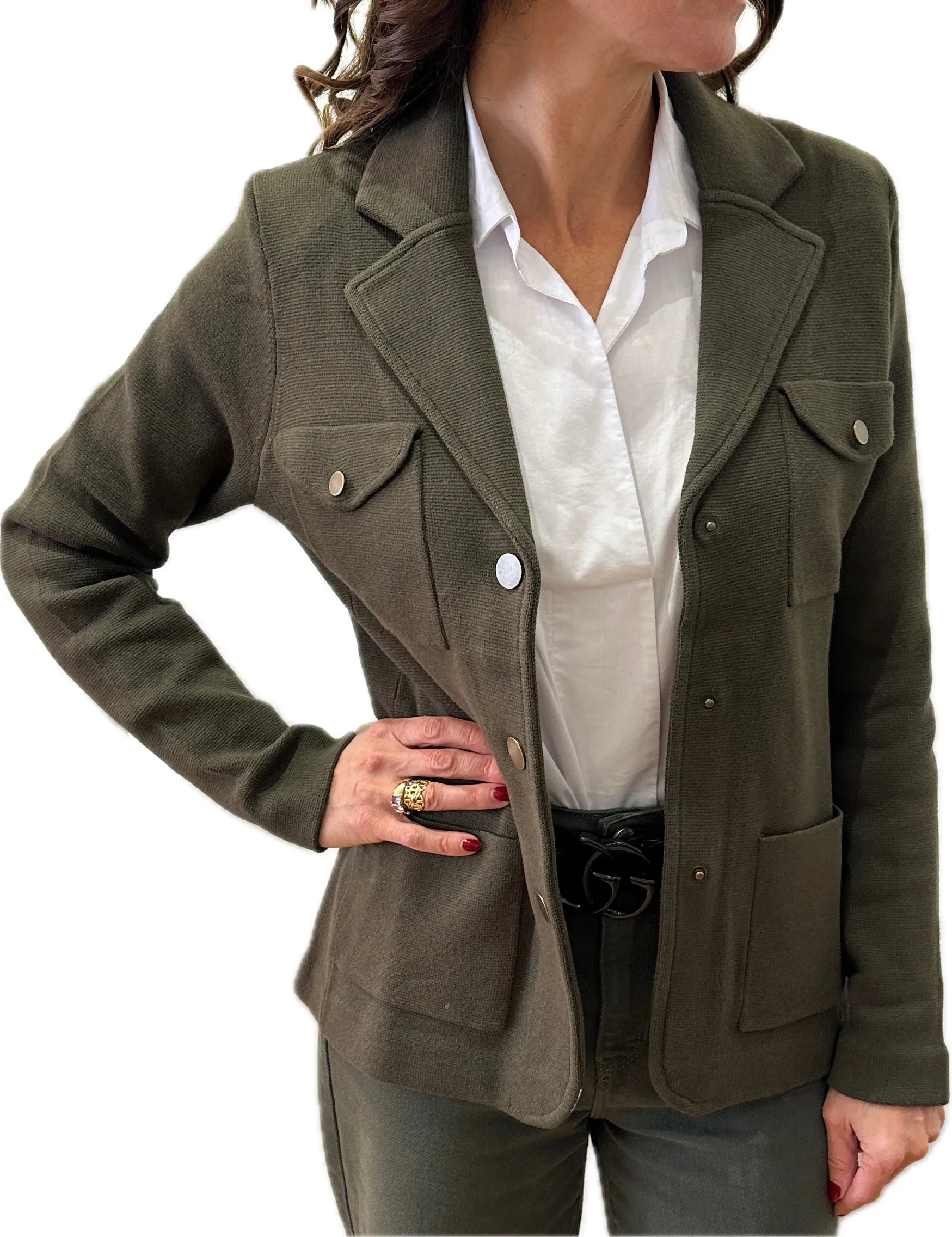 Minnie Rose Cotton Blend Belted Blazer