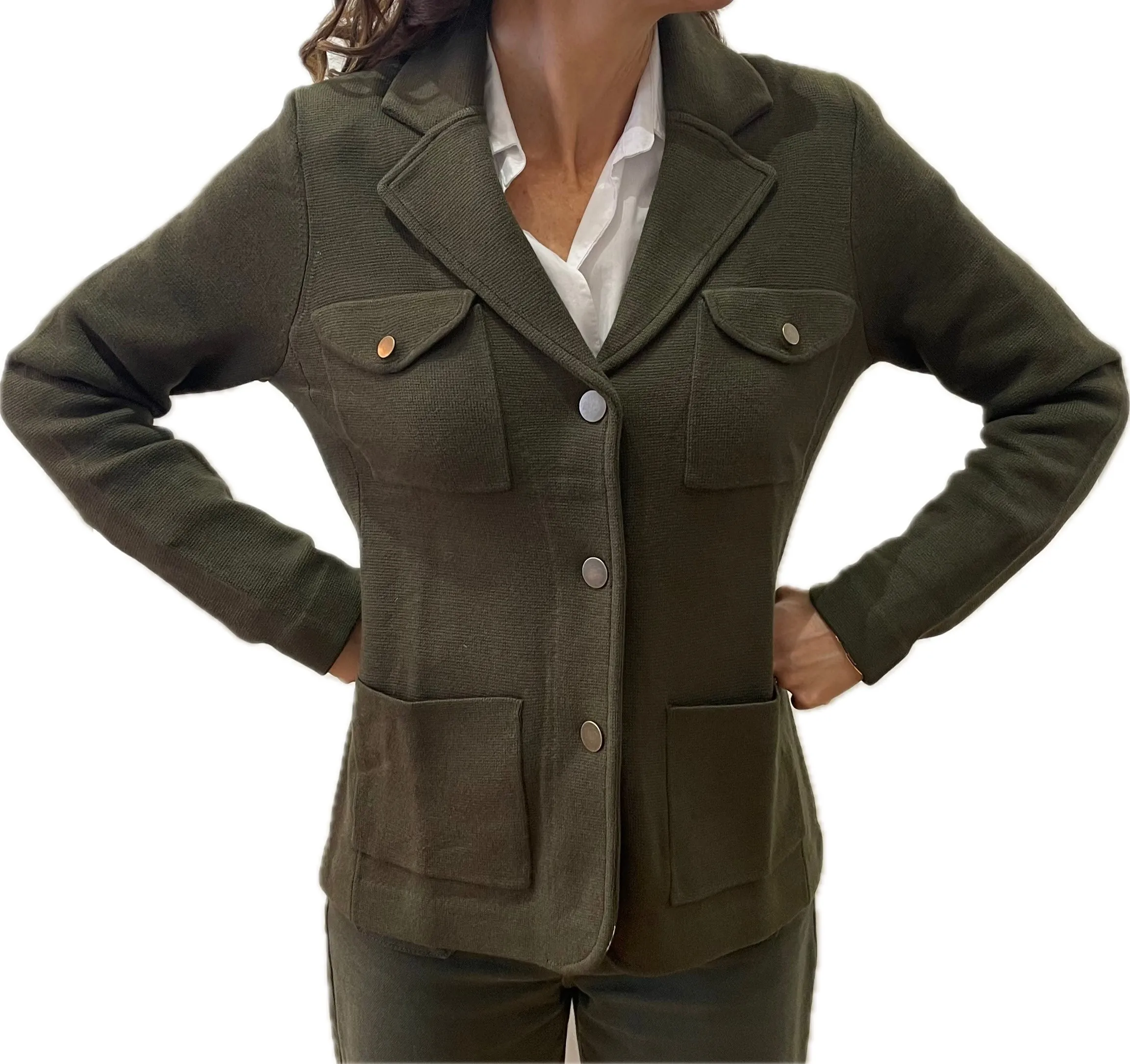 Minnie Rose Cotton Blend Belted Blazer