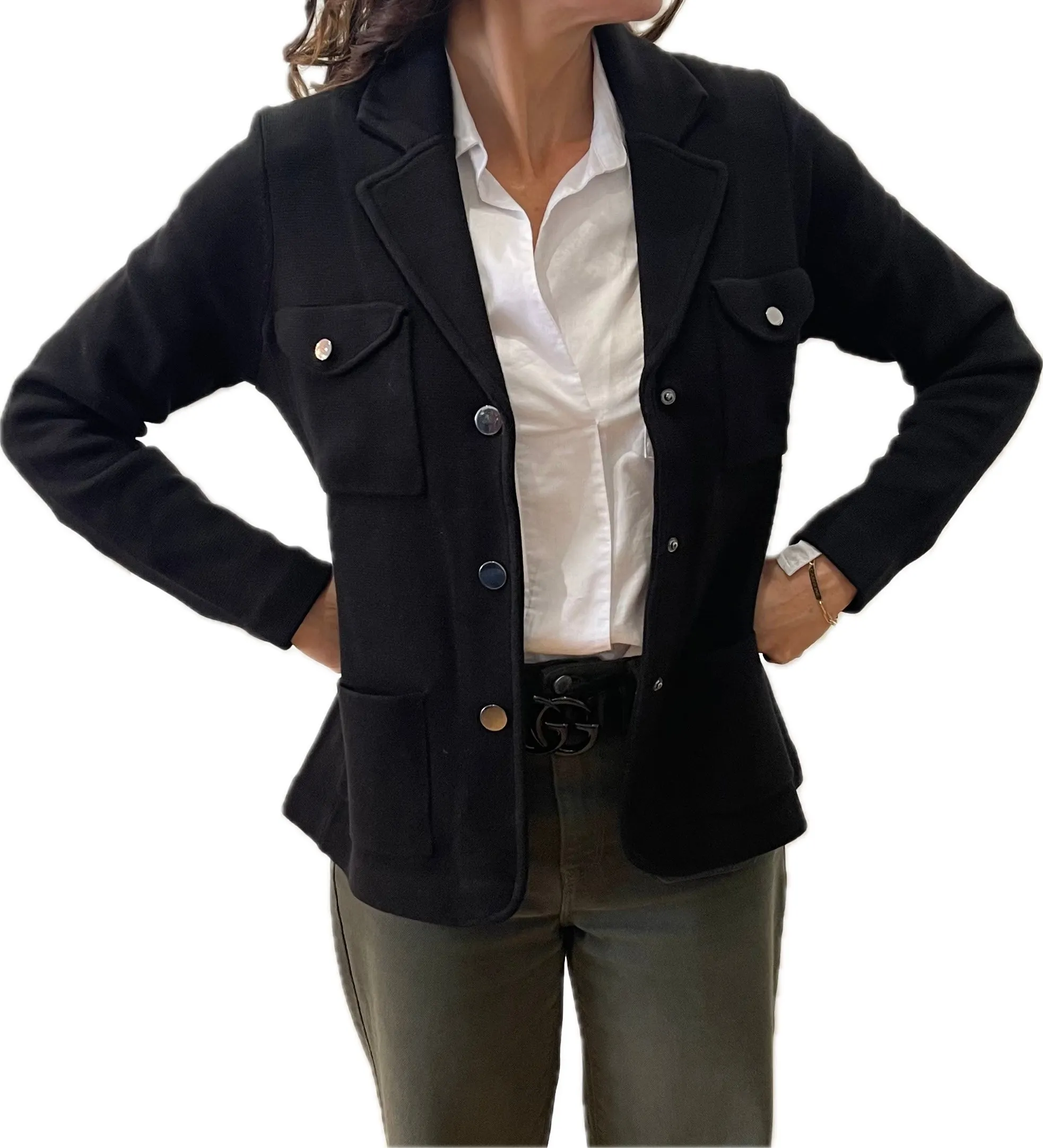 Minnie Rose Cotton Blend Belted Blazer